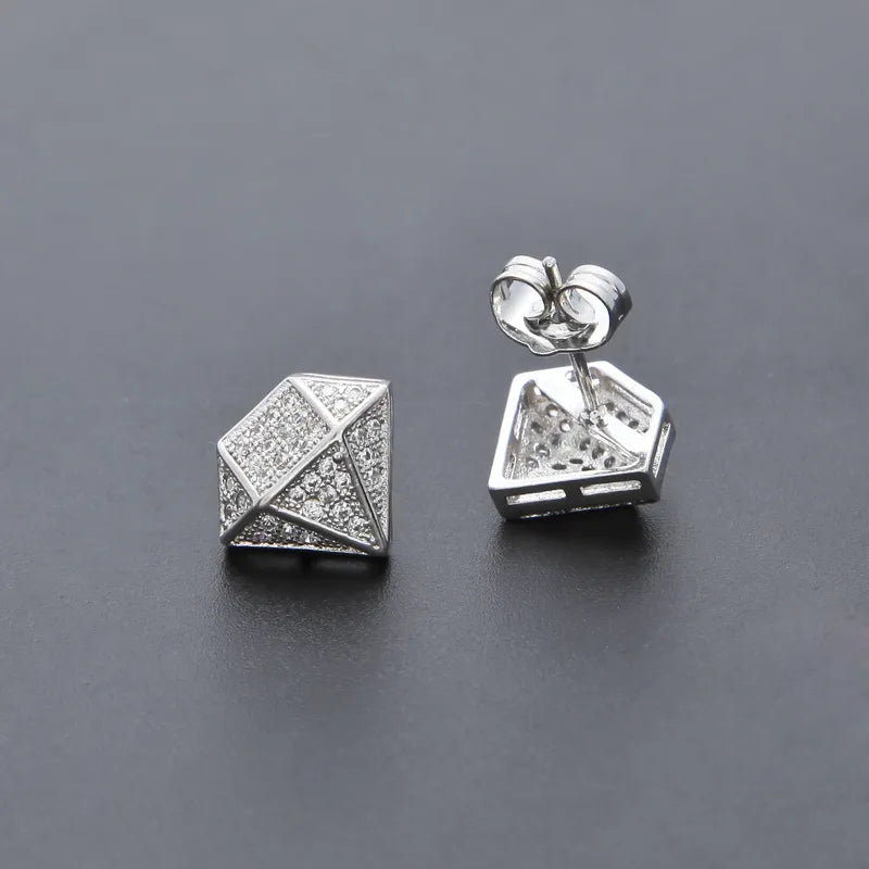 Iced Out Diamond Shaped Earrings (Cubic Zirconia)