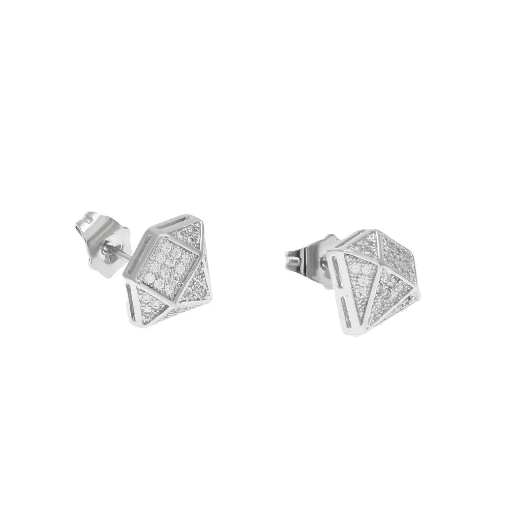 Iced Out Diamond Shaped Earrings (Cubic Zirconia)