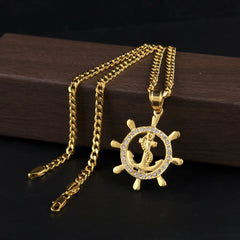 Round Anchor Pendant – 24K Gold Plated 