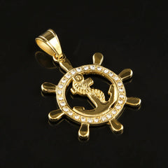 Round Anchor Pendant – 24K Gold Plated 