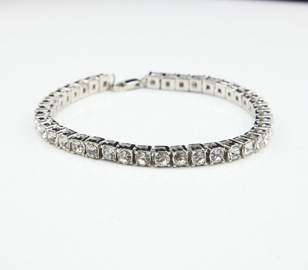 1 Row Iced Out Tennis Bracelet – Gold, Silver, or Gunmetal