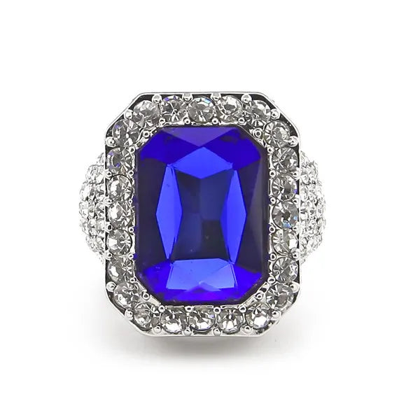 Iced Out Ruby Ring – Red, Black, Blue, or Green