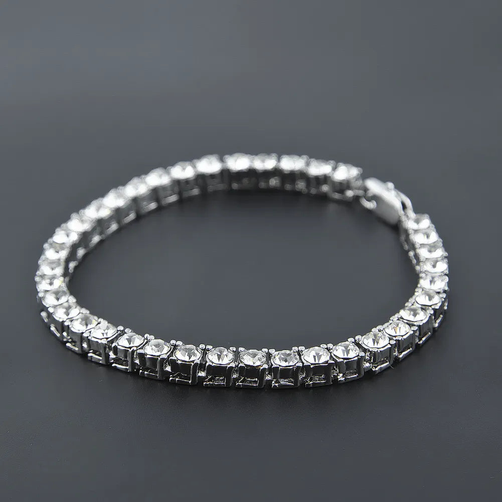 1 Row Iced Out Tennis Bracelet – Gold, Silver, or Gunmetal
