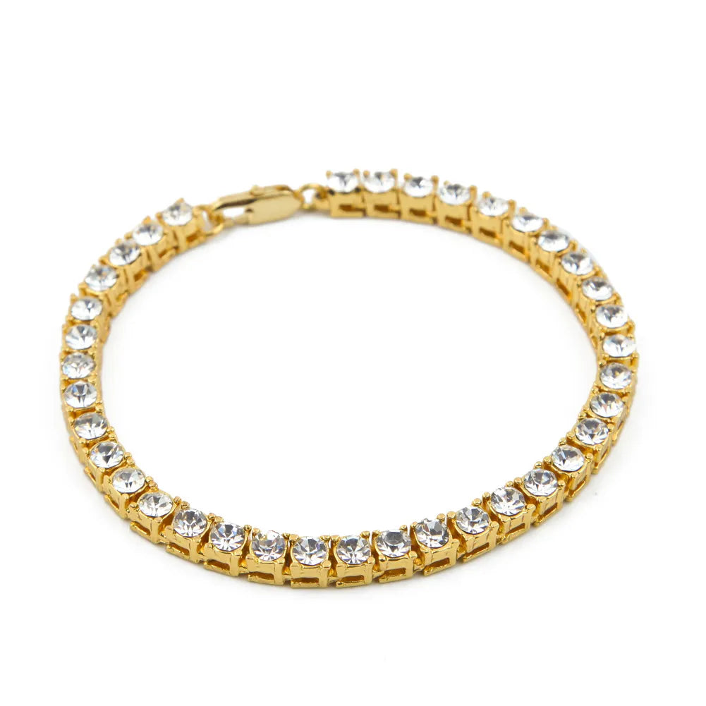 1 Row Iced Out Tennis Bracelet – Gold, Silver, or Gunmetal