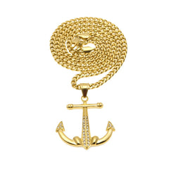 18K Gold Plated Anchor Pendant & Necklace