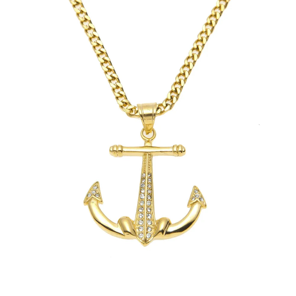 18K Gold Plated Anchor Pendant & Necklace