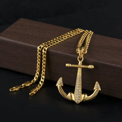 18K Gold Plated Anchor Pendant & Necklace