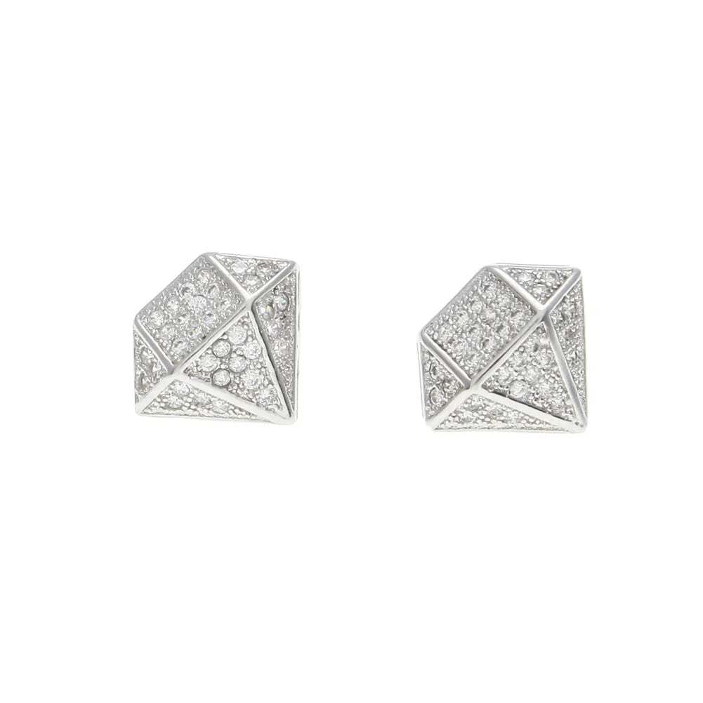Iced Out Diamond Shaped Earrings (Cubic Zirconia)