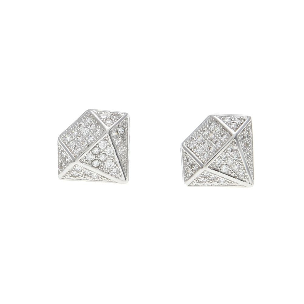 Iced Out Diamond Shaped Earrings (Cubic Zirconia)