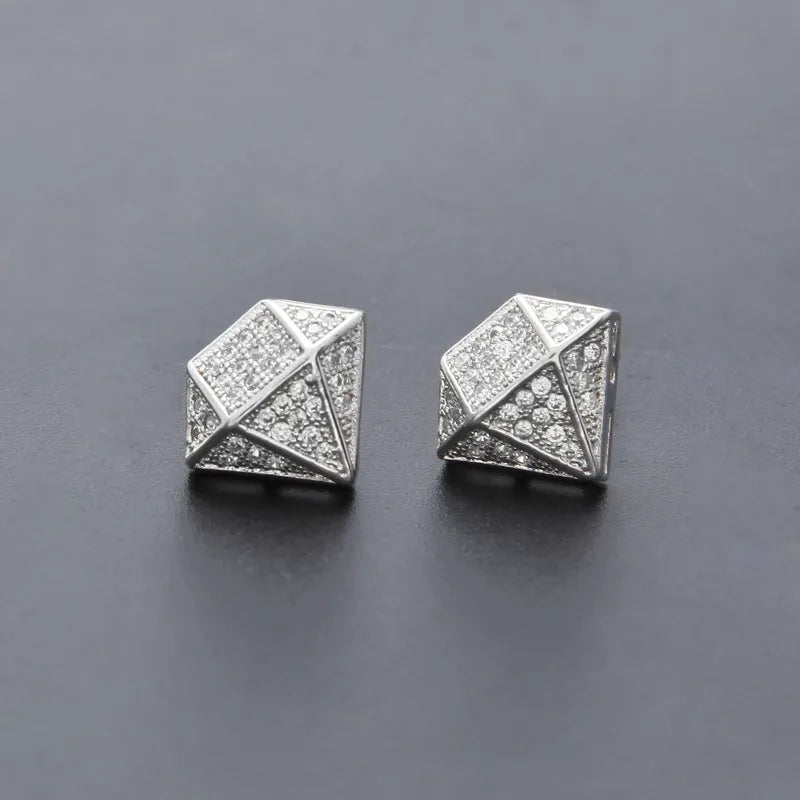 Iced Out Diamond Shaped Earrings (Cubic Zirconia)
