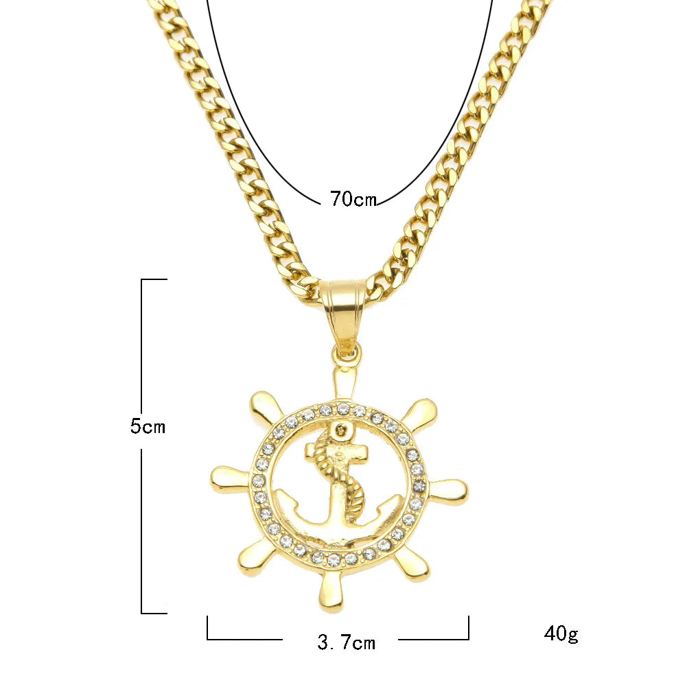 Round Anchor Pendant – 24K Gold Plated 