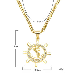 Round Anchor Pendant – 24K Gold Plated 