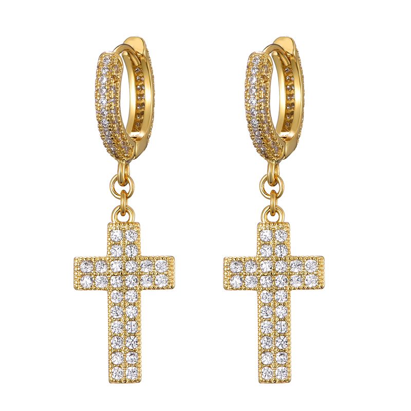 Iced Out Cross Stud Earrings