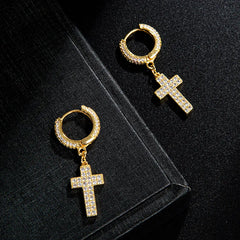 Iced Out Cross Stud Earrings