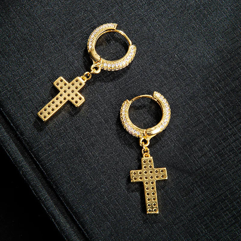 Iced Out Cross Stud Earrings