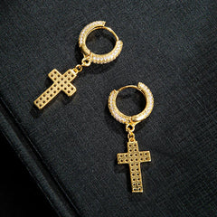 Iced Out Cross Stud Earrings