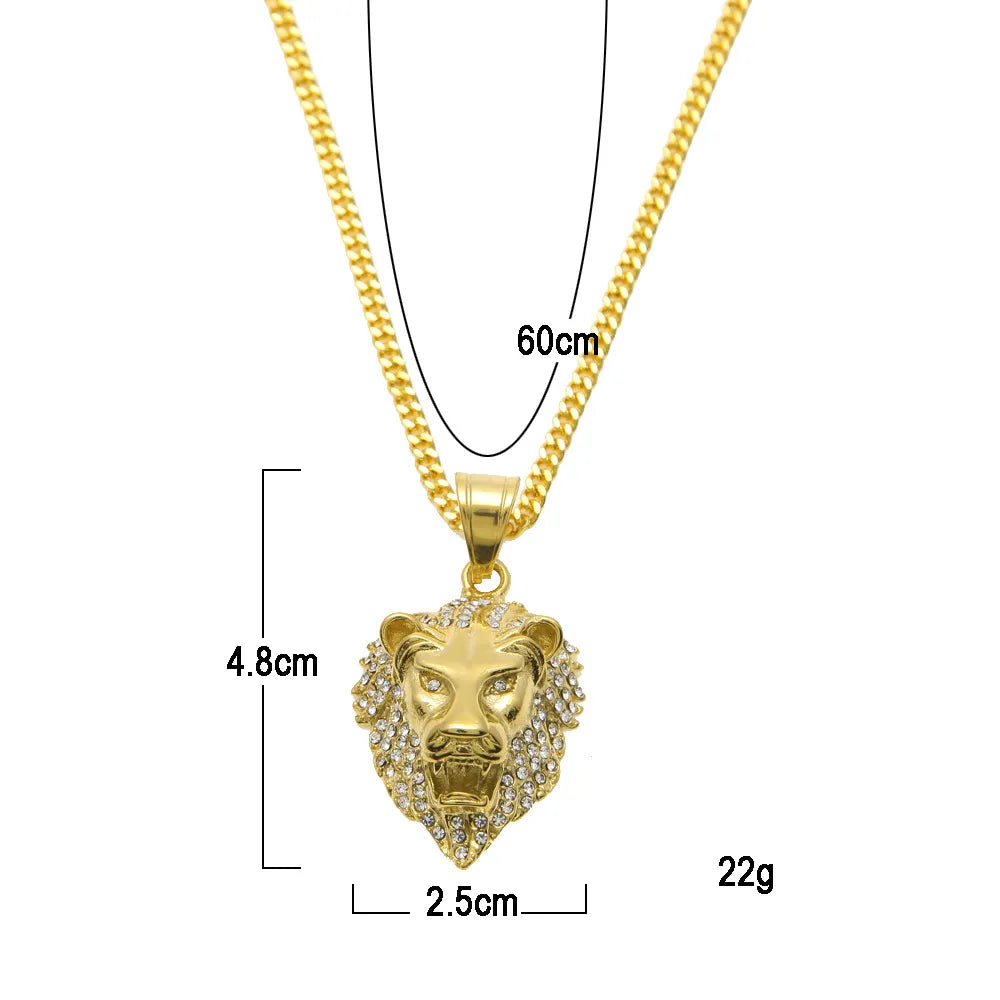 Lion Head Pendant & Necklace