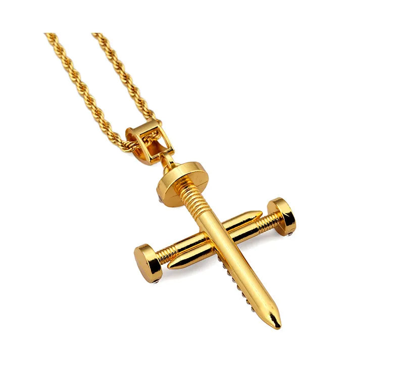 Nail Cross Pendant and Necklace
