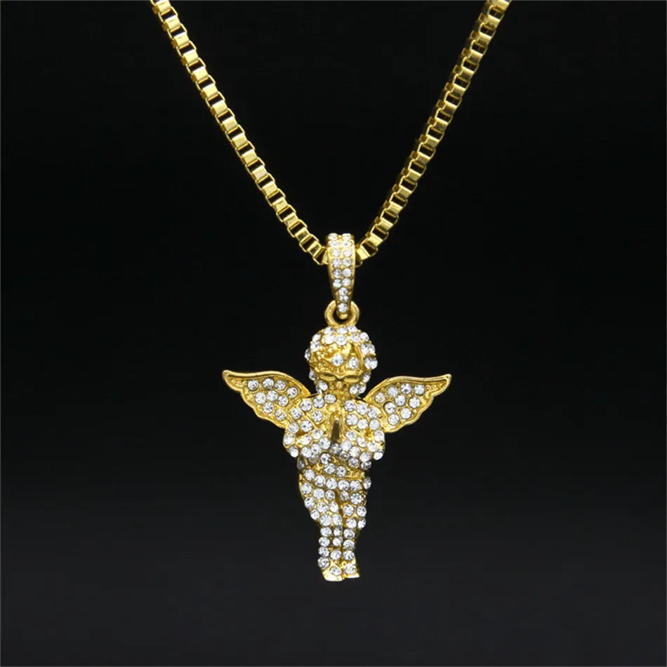 3-Piece Gem Angel & Jesus Pendant Set