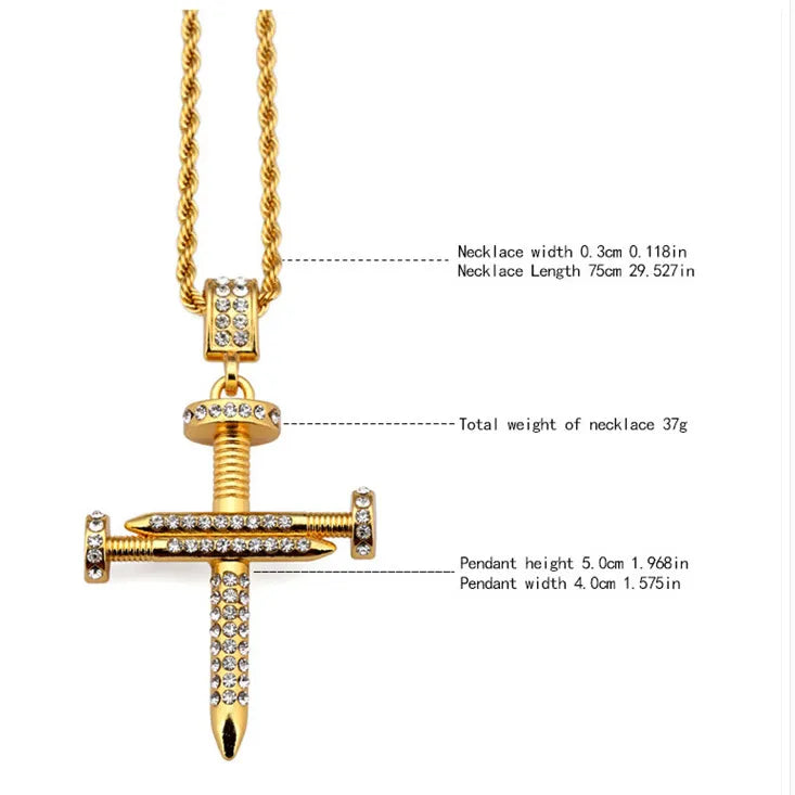 Nail Cross Pendant and Necklace