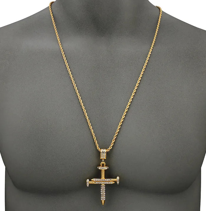 Nail Cross Pendant and Necklace