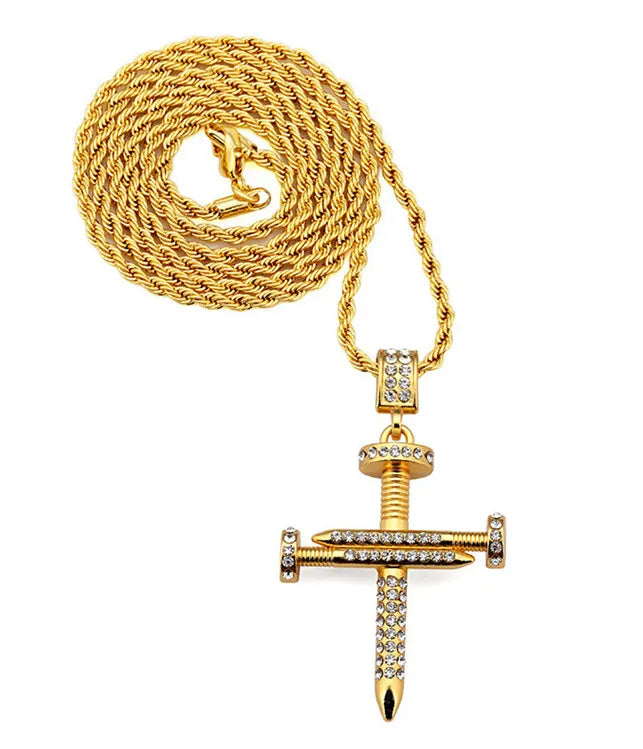Nail Cross Pendant and Necklace