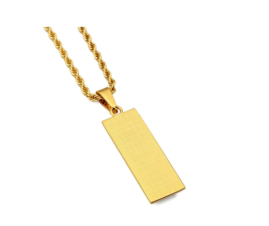 Gold Bullion Bar Pendant & Necklace