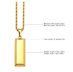 Gold Bullion Bar Pendant & Necklace
