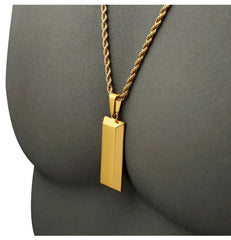 Gold Bullion Bar Pendant & Necklace