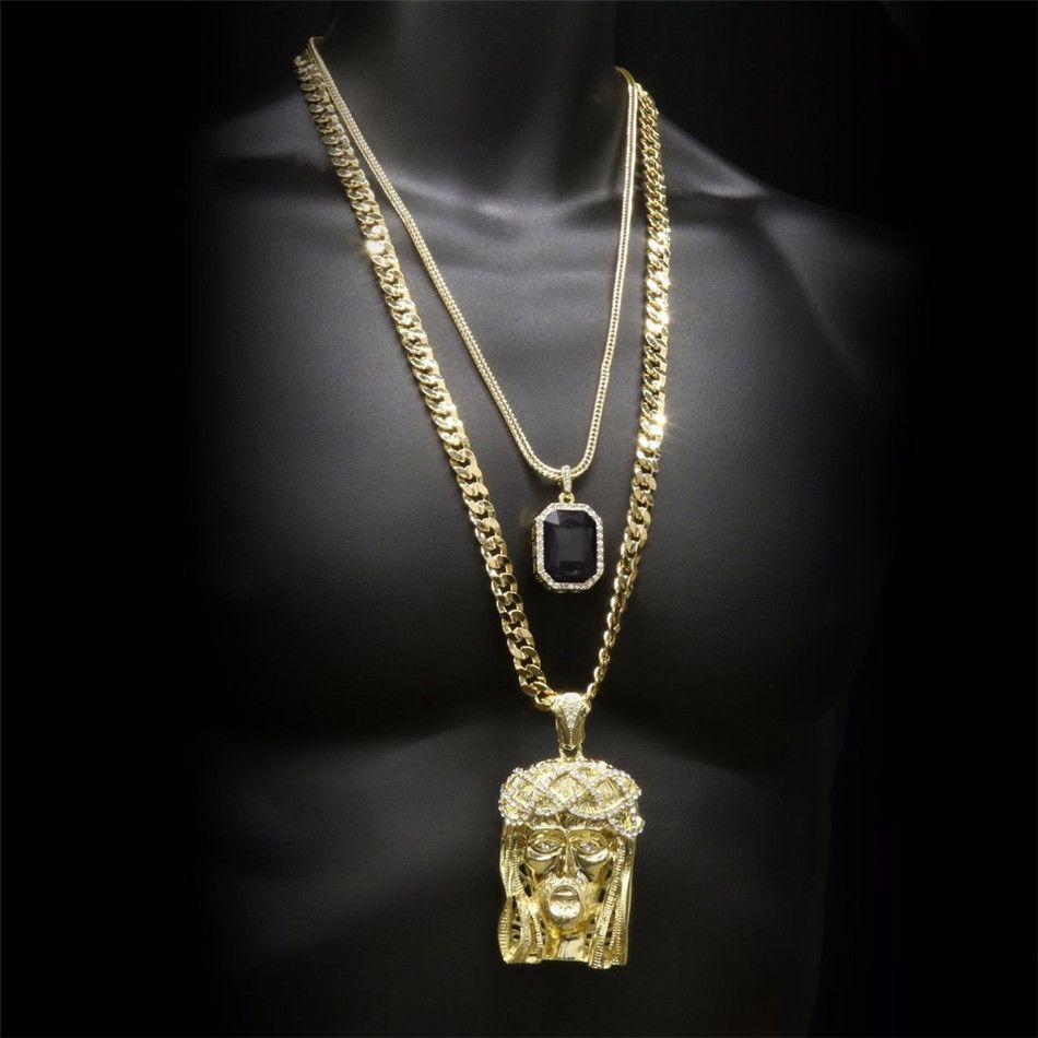 Gold Plated Jesus Pendant & Necklace set (2 Piece)