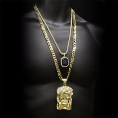 Gold Plated Jesus Pendant & Necklace set (2 Piece)