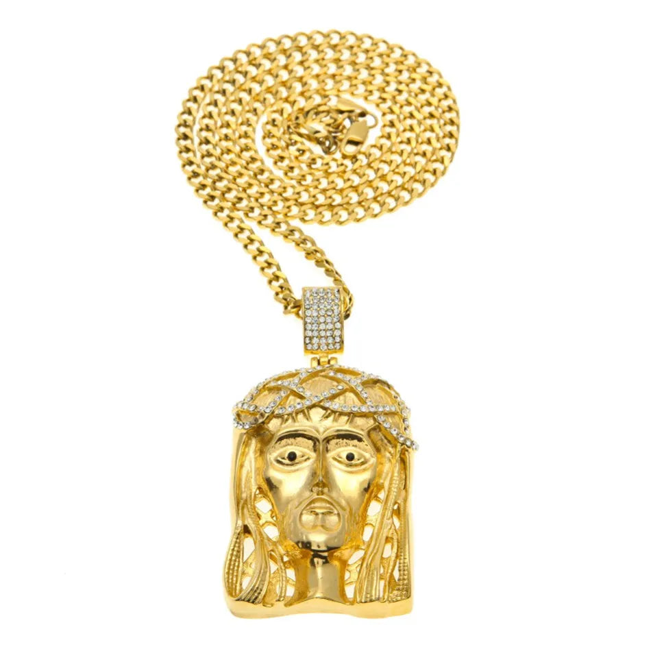 Gold Plated Jesus Pendant & Necklace set (2 Piece)