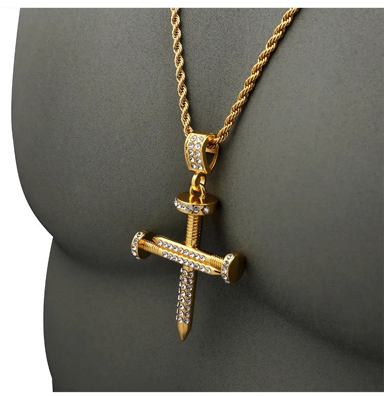 Nail Cross Pendant and Necklace