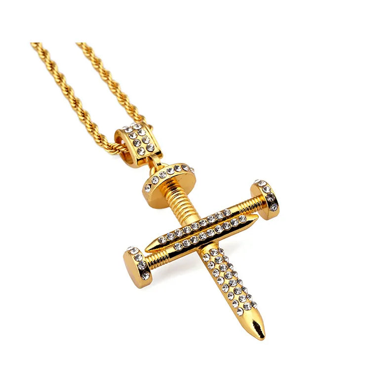 Nail Cross Pendant and Necklace