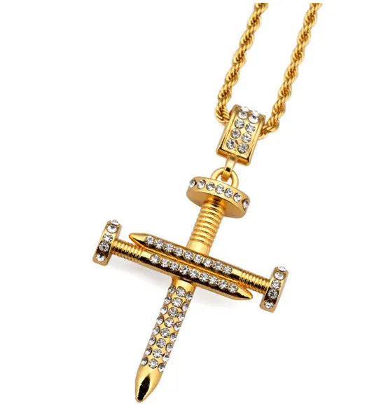 Nail Cross Pendant and Necklace