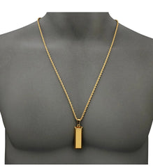 Gold Bullion Bar Pendant & Necklace
