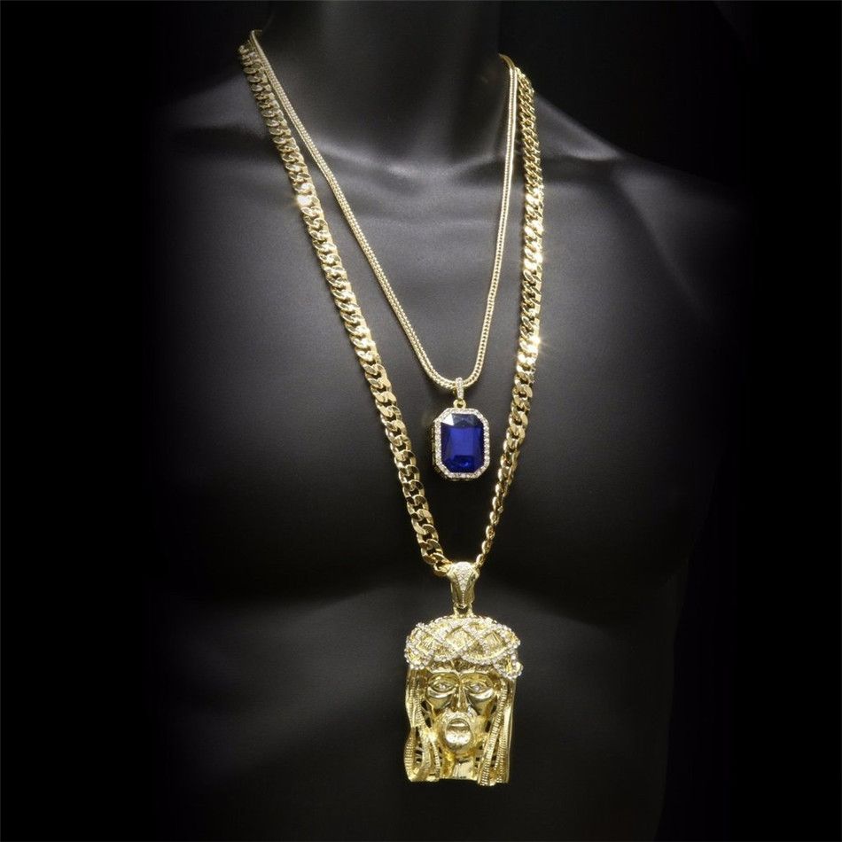 Gold Plated Jesus Pendant & Necklace set (2 Piece)