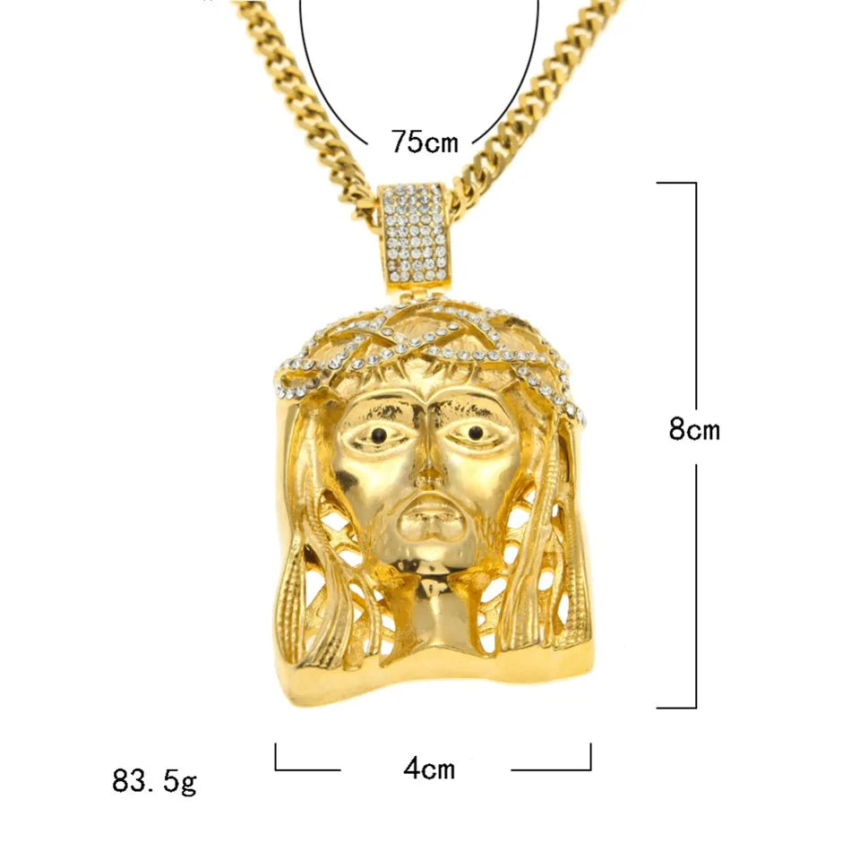 Gold Plated Jesus Pendant & Necklace set (2 Piece)