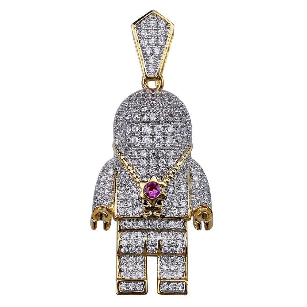 Iced Out Astronaut Pendant & Necklace