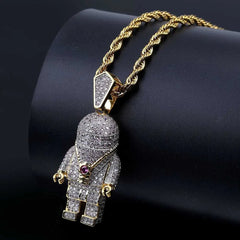 Iced Out Astronaut Pendant & Necklace