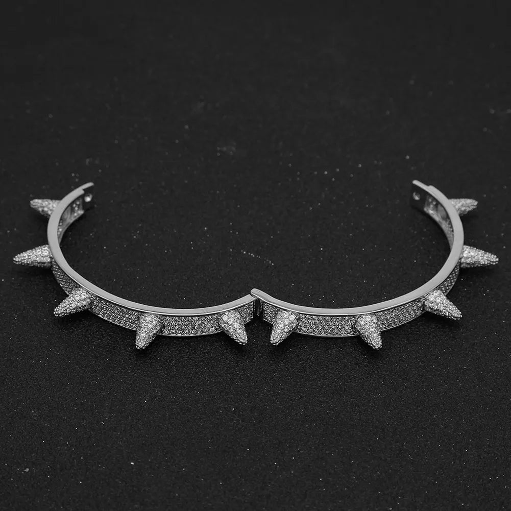 Iced Out Micro Pave Rivet Bangles – Gold or Silver
