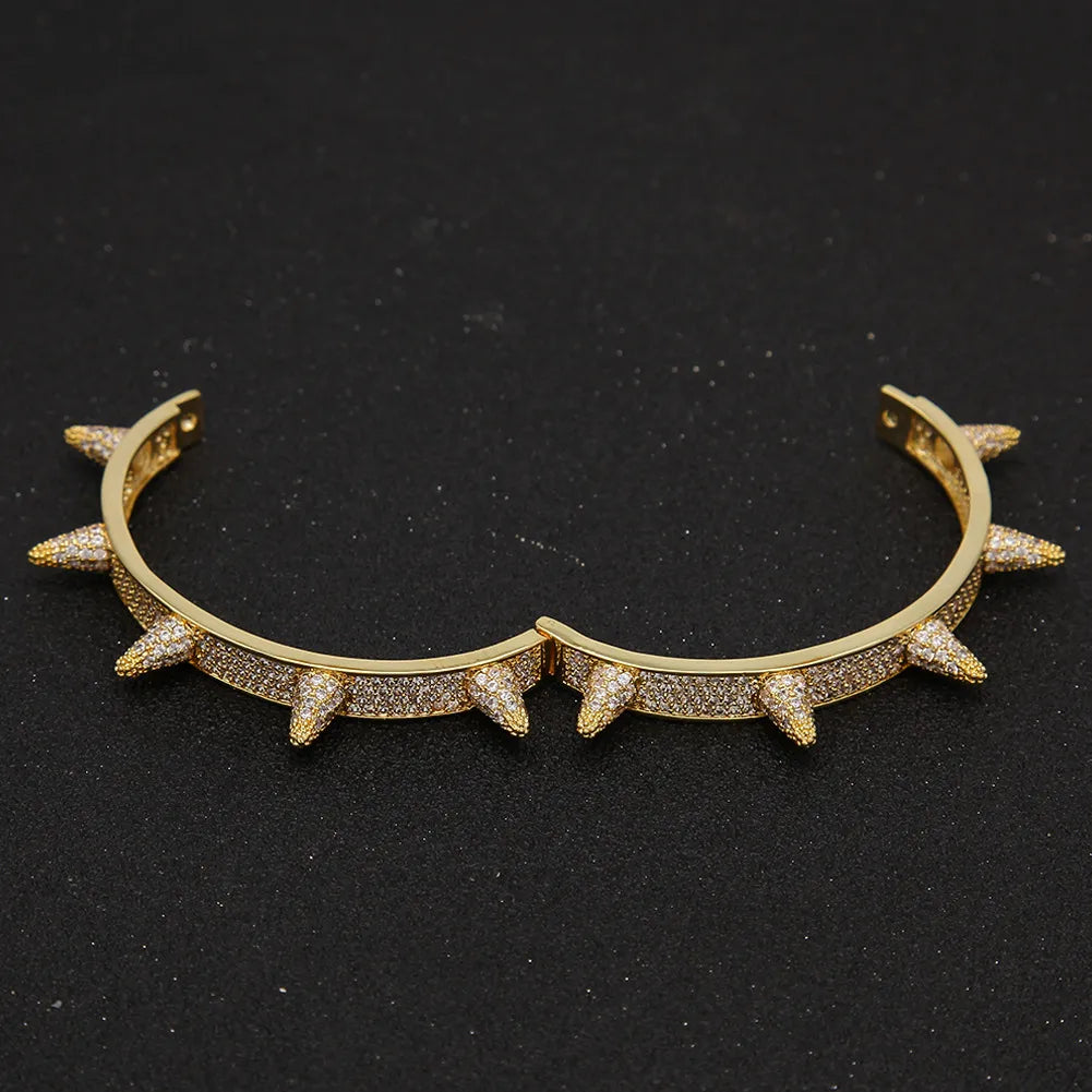 Iced Out Micro Pave Rivet Bangles – Gold or Silver