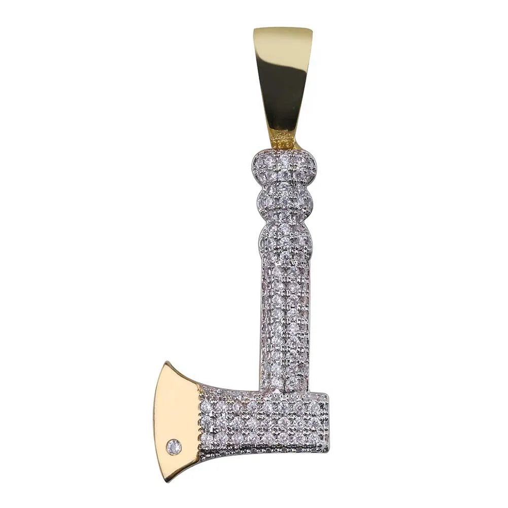 Iced Out Axe Pendant & Necklace (24" Chain)