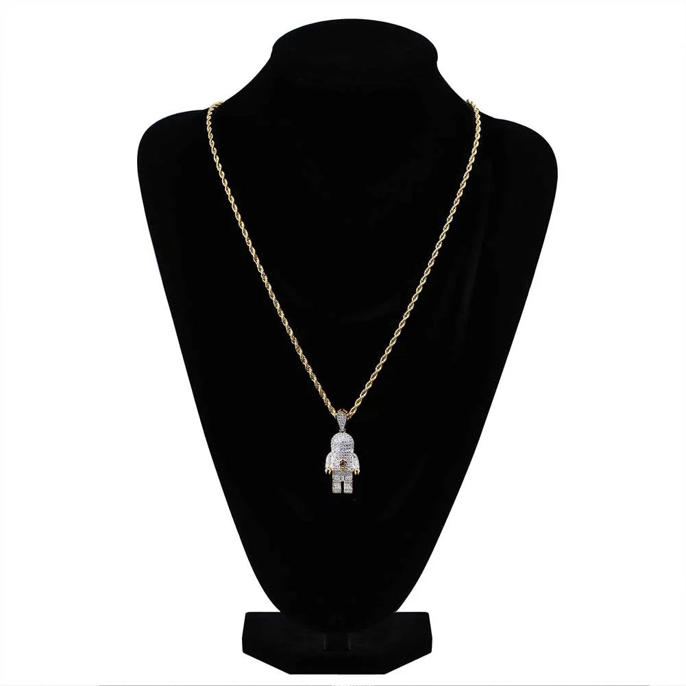 Iced Out Astronaut Pendant & Necklace