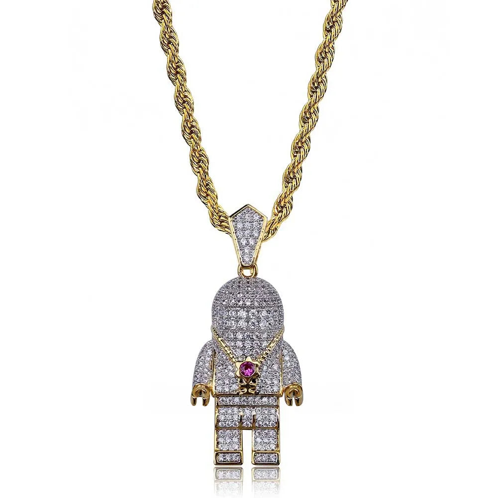 Iced Out Astronaut Pendant & Necklace