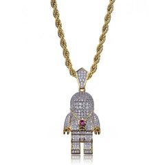 Iced Out Astronaut Pendant & Necklace