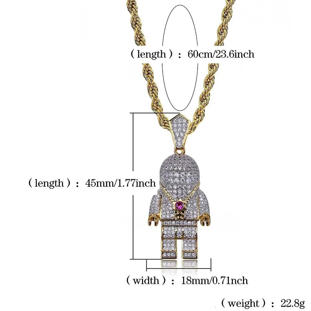 Iced Out Astronaut Pendant & Necklace