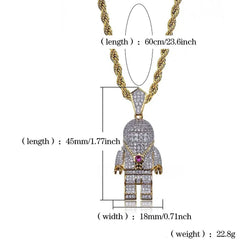 Iced Out Astronaut Pendant & Necklace