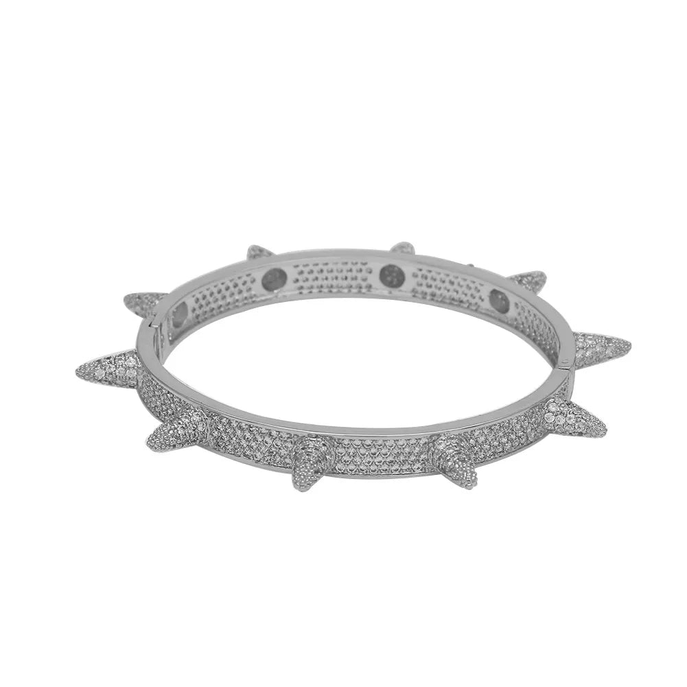 Iced Out Micro Pave Rivet Bangles – Gold or Silver