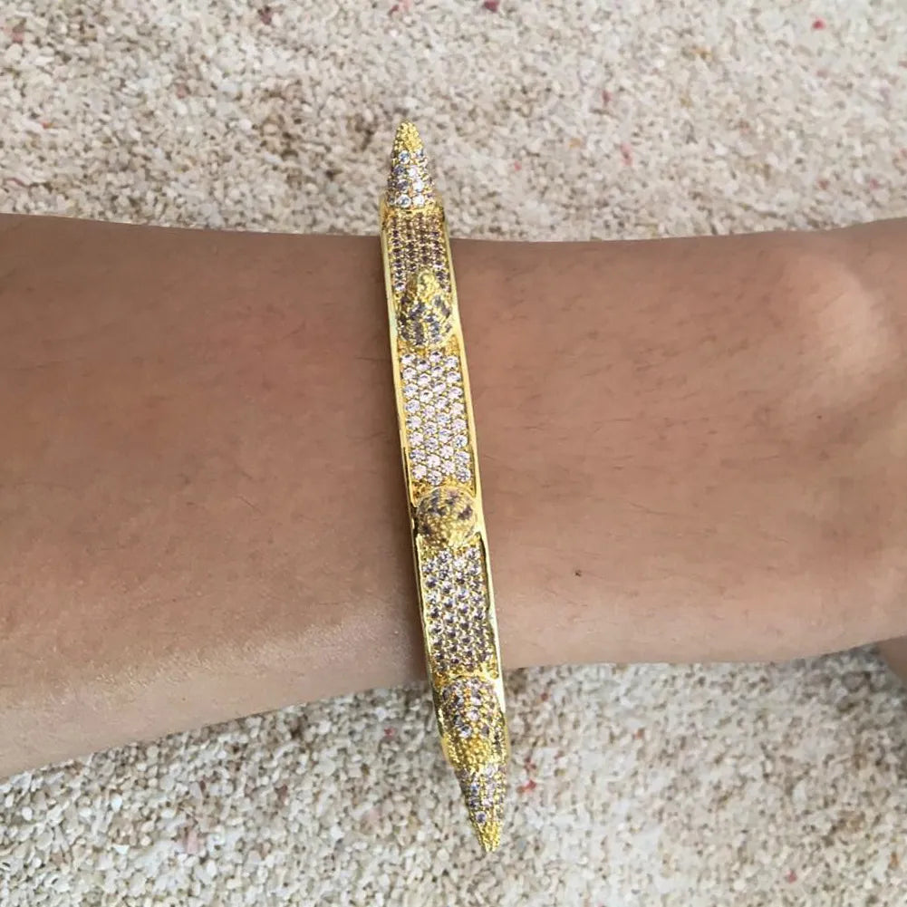Iced Out Micro Pave Rivet Bangles – Gold or Silver